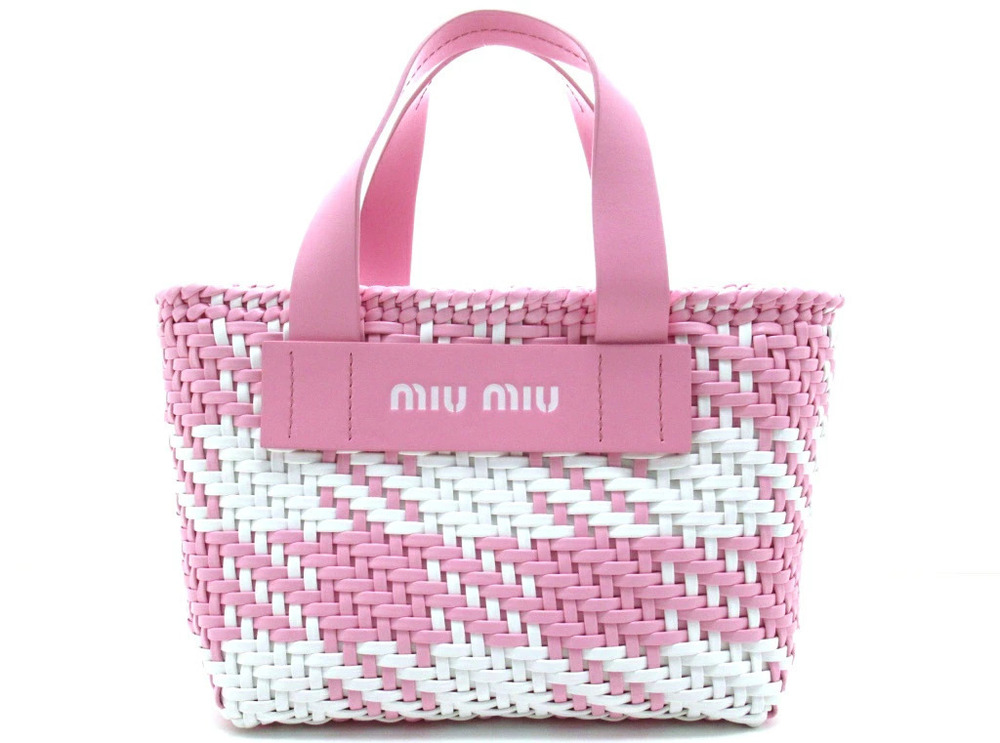 Miu Miu tote bag pink white leather